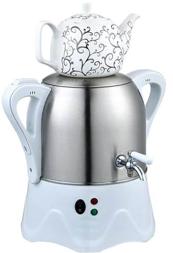 Samovar - Tetera eléctrica de acero inoxidable de 3 litros y tetera de cerámica de 1 litro, con función de mantener el calor para café, té perfumado