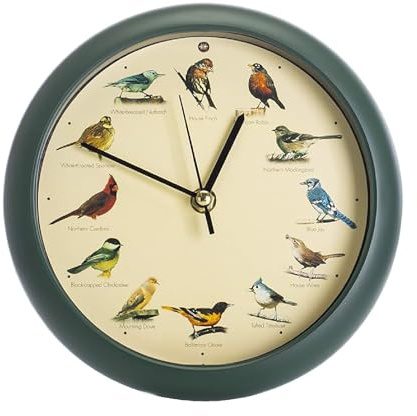 Mark Feldstein, The Original Singing Bird Clock, 8 Inch, Green