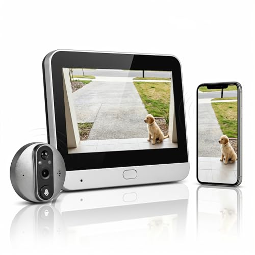 Technaxx Spioncino Digitale WiFi con Schermo 4,3”, Video HD 3MP, Rilevamento Movimento, Audio Bidirezionale, Controllo tramite App, Batteria Ricaricabile 5000mAh – Visore Porta Smart TX-366