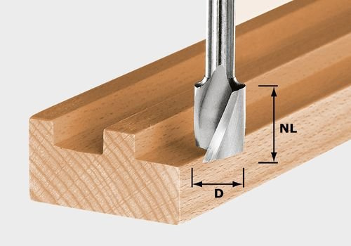 Festool Spiralnutfräser HS Spi S8 D16/20 - Nutfräser Holz | HS-Stahl, Schaft 8 mm, Schneidendurchmesser 16 mm, Schneidenlänge 20 mm – ideal für Weichholz