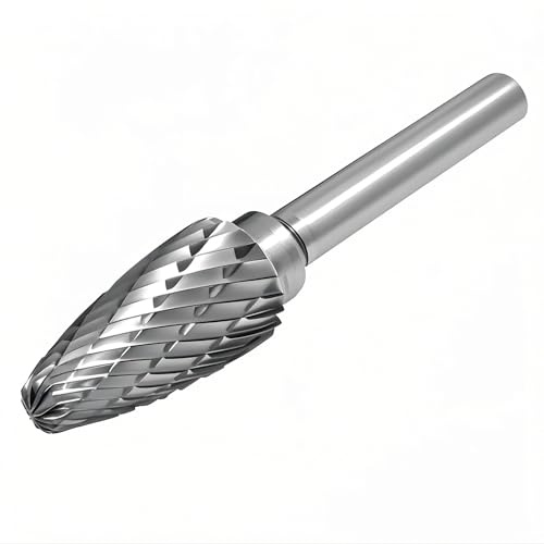 KangTeer Tungsten Carbide Burr Set, 12mm Tree Shape Double Cut Rotary File with 1/4 Shank, Professional Die Grinder Bits for Metal Deburring, Wood, Stone & Steel