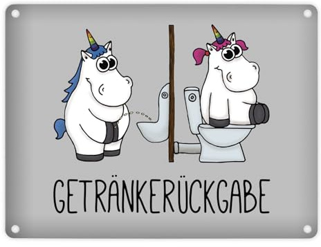 trendaffe Honeycorns Metallschild mit Einhorn Getränkerückgabe Motiv