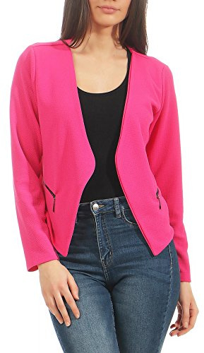 Malito Blazer nel Basic-Look a Cerniera Lampo Commerciale 6040 Donna (XL, Rosa Fucsia)