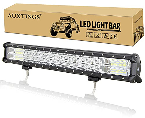 AUXTINGS 22 tum 324 W trippelrad 7D LED arbetslampa bar punkt strålkastare kombo stråle DC 12 V-24 V 6 000 k offroad-fordon 4 x 4 Atvs Utvs