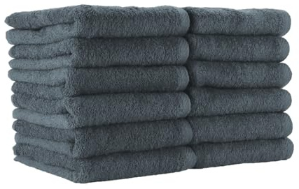 Arkwright Bleach Proof Salon Towels - Pack of 12 - Highly Absorbent, 100% Cotton, Quick Dry Spa Face Towel for Hair Stylist, Barber, Pedicure, and Esthetician, 16 x 27 in, Charcoal