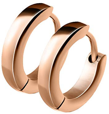 Mianova Unisex Creolen Edelstahl Damen Herren Klapp-Verschluss Schmale Ohrringe Huggie Kreolen Stecker Ohrstecker zum Klappen rund 2,5mm breit Rosegold