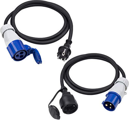 Meister CEE-Adapterleitung-Set 2-teilig – 1,5 m Kabel – 5 mm² | CEE-Stecker und -Kupplung – Robuste Gummileitungen H07RN-F3G 2,5 mm² – 16 A – 230 V – IP44 Außenbereich – Campingkabel