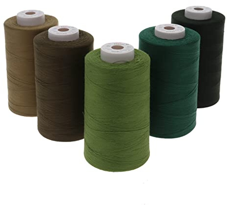 SEWFIL Dacor 120 5-pack sytråd av polyester (5 koner x 5 000 meter) – mix 08 skog