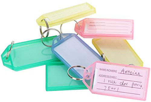 ASelected 120 Stück Schlüsselanhänger Beschriftbar Bunt Plastik Schlüsselschilder Zum Beschriften Schlüssel Beschriftung Anhänger ür Koffer, Taschen, Haustiere