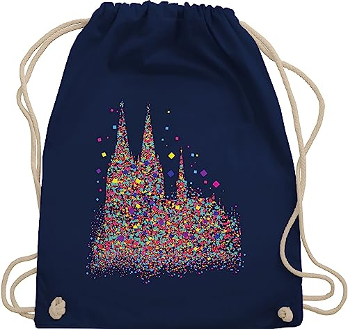 Turnbeutel Rucksack - & - Taschen - Kölner Dom Konfetti I Karneval I Fasching - Unisize - Navy Blau - köln geschenke karnevalsbeutel faschings koln beutel souvenir karnevalstasche karnevals kölle