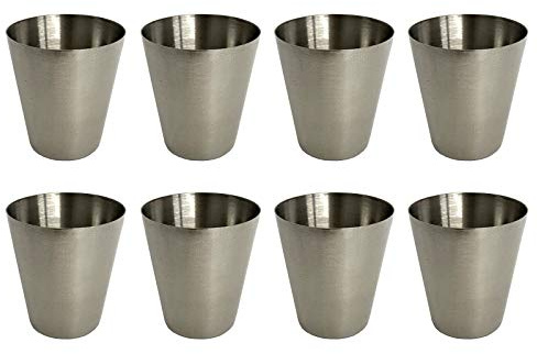 HAC24 8 Stück Edelstahl Schnapsgläser 4cl Pinnchen Shotgläser Shot Glas Stamper Schnaps-Becher Partygläser