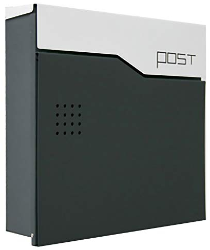 FYZS Wandhalterung Verriegelung Mailbox, modernes Rost und wetterfest außerhalb der Postfächer, Metall Postfach Briefkasten mit 2 Tasten, weiß + schwarz (Color : White+Black)