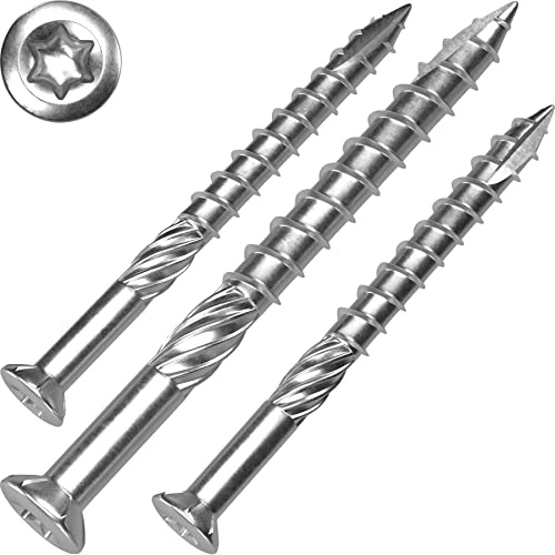 Terrassenschrauben 6 x 60 mm, T-INOX, 100 Stück Edelstahl gehärtet C1, Torx 25