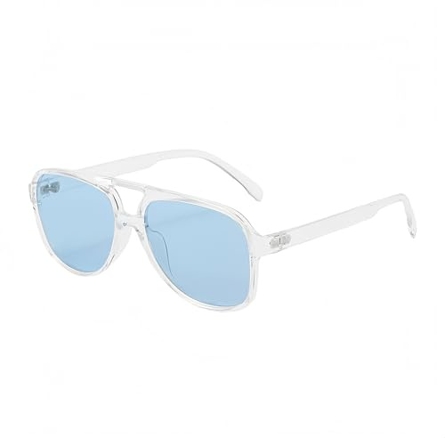YOJUED Retro Sonnenbrille Gelb Gradient Brille Vintage Tinted Sunglasses für Damen Herren (Transparent Blau)