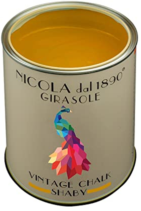 Vernice Vintage Chalk Shabby a Base di Acqua, per Interni ed Esterni, Aspetto Opaco, Made in Italy, Colore Girasole - Formato 1 lt