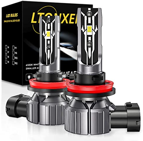LTONXEN Bombillas H11/H8/H9 LED, 6500K Luz Blanca Faros del Coche DC 12V Kit de Reemplazo de Niebla de Luz Alta y Baja, 1:1 Mini, Plug & Play (2 Piezas)