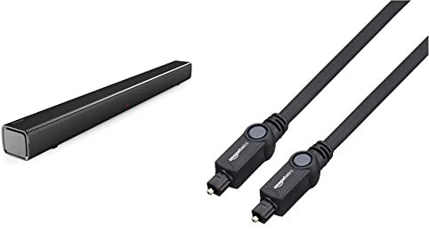 Panasonic SC-HTB100 Slim Soundbar for Dynamic Sound with Bluetooth, USB, HDMI and AUX- in Connectivity & Amazon Basics Digital Optical Audio Toslink Cable (1 m / 3.3 Feet)
