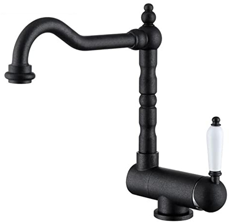 Griferia Abatible de Cocina bajo Ventana Antiguo Latón Hilado Grifos de Cocina-Negro Mate