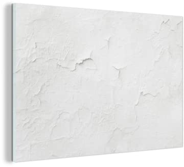 MuchoWow Glasbild Glasfoto Wandbild Bilder Deko 90x60 cm Spachtelmasse - Weiß - Textur