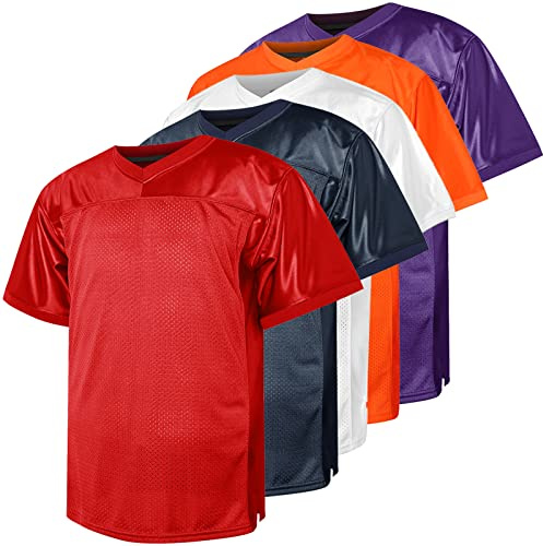 Blank Football Jersey,90s Hip Hop Sports Mesh Practice Plain Football Shirt(Red, X-Large)