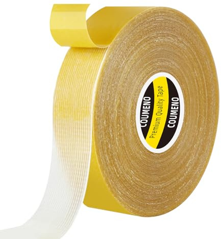 COUMNEO Double Sided Tape Super Sticky Clear Tape Heavy Duty 1in x 66FT Removes Cleanly for Fabric Carpet Car Photos, Wall DIY Crafts