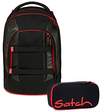 Satch Pack Schulrucksack Set 2tlg. inkl. Schlamperbox (Fire Phantom)