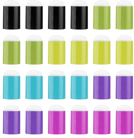 SPRHR 24 Stück Fingerschwamm, 6 Farben Malerei Malerei Schwamm Finger, Kunststoffgriff Runde Schwämme Pinsel, für DIY Vorlagen, Gemälde, Druckfarben, Kartenherstellung, Kunsthandwerk