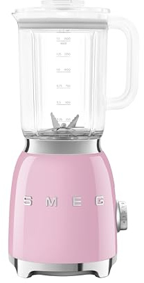 Smeg BLF03PKUK Retro 50's Style Jug Blender with Stainless Steel Blades, 4 Speed Settings and 3 Pre-set Programs, 1.5 Litre, 800W, Pink
