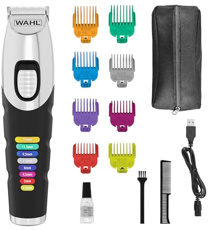 Wahl Colour Trim Bartschneider, innovative farbcodierte Führungskämme, 240 Minuten Betriebszeit, USB-Ladegerät, ideal für Fitnessstudio und Reisen, präzisionsgeschliffene Klingen