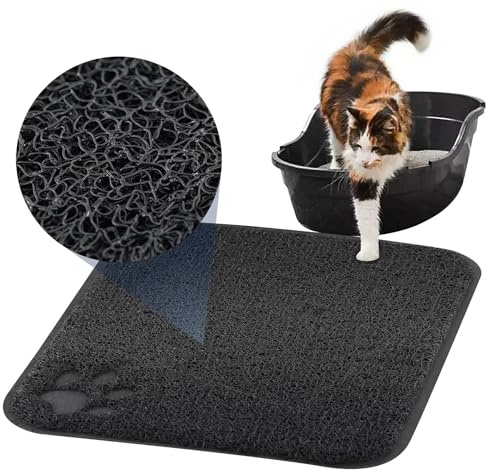 GEEZY Cat Litter Mat 45x37cm, Black Large Rectangle Cat Litter Trapper Waterproof Non-Slip Durable Tray Mat Easy to Clean, Great for Cat Boxes & Litter