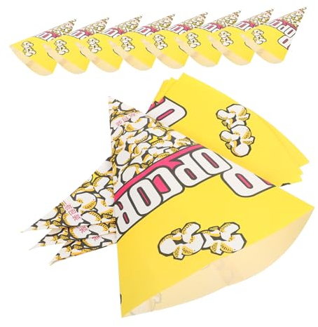 Healeved 100stücke Popcorn Papiertüten Mit Spitzenspitzen Dreieckige Snackbeutel Für Popcorn Süßigkeiten Und Snacks Lebensmittelechte Papiertüten Für Partys Und Events