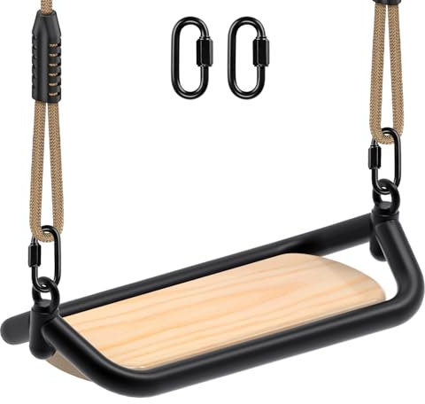 SELEWARE Schaukel Outdoor Kinder Schaukelsitz - Indoor Kinderschaukel Holz Gartenschaukel mit Verstellbarem Seil Breite Sitzfläche Erwachsene Holzschaukel Hängende Baumschaukel 227 kg Kapazität