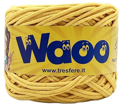 filati italiani fettuccia Waoo per borse in cotone ecologico a 500g-100m colori e spessori sempre regolari per realizzare le tue borse in tranquillita (giallo - 26)