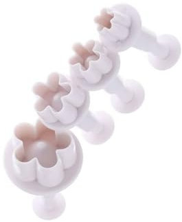 4Pcs White Flower Plunger Cookie Cutter DIY Blossom Flower Cake Fondant Mold Plastic Cake Decorating Tools Baking Accessories Cookie Cutters For Baking Plastic, Dessert and Candy Sculpting Tools
