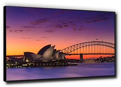 Panorama Painting On Canvas Opera House Sydney Australia Nature Print On Canvas Framed City Landscape Canvas Wall Art For Home Decoration Picture 60x90cm Black Framed
