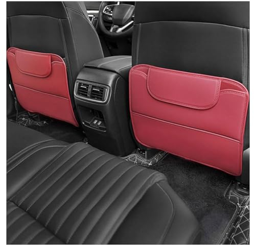 MAJHER Auto Rückenlehnenschutz für Mini Kombi F54 Coupe R58, PU Leder Autositz Rücksitz Organizer Anti-Schmutzig Rücksitzschoner mit Taschen Wasserdicht Zubehör,B/red