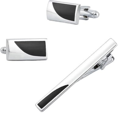 KETAFOUND Geometrisches Manschettenknöpfe- Und Krawattennadel-Set Für Herren – Emaille-Farbene Manschettenknöpfe, Krawattenklammer, Klassischer Business-Hemd-Anzug-Krawattenclip, Party