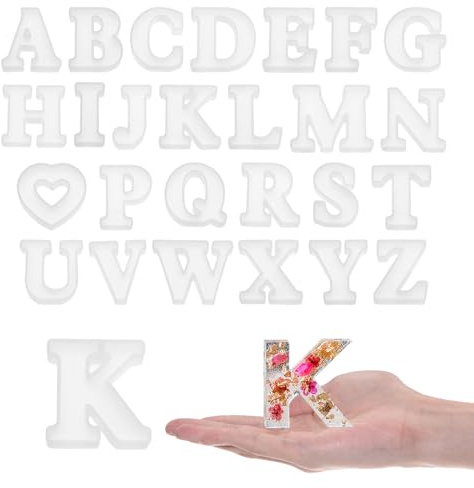 sourcing map 26pcs Alphabet Letter Resin Molding 2.5 A-Z Capital English Alphabet Silicone Mould for Word Sign Art, DIY Crafts, Party Decoration