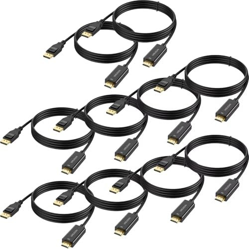 DisplayPort to HDMI Cable 4K 10-Pack, 3 FT 4K DP to HDMI HDTV Cables Uni-Directional Display Port to HDMI Cord Compatible for TV, Dell, Monitor, Projector, Desktop, AMD, Lenovo, HP, ThinkPad and More