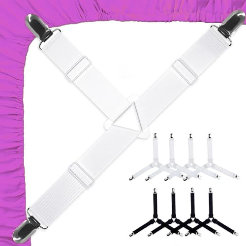 8 Stk Bettlakenspanner Verstellbare Spanngurte Dreieckig Elastisch Clip | Betttuchspanner, Spannbettlaken Halter, Sofa Bügelbrett Matratzen Spanngurt