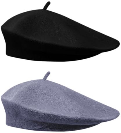 UILYNIU 2 Stück Baskenmütze, Französischer Stil Barett, Damen Wintermütze, Einheitsgröße