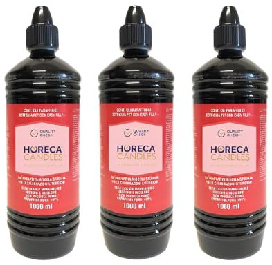 HC - Cera Liquida per Candele a Olio – 3x1L Olio per Lampade, Lunga Durata, Senza Fumo e Odore, Paraffina per Candele da Chiesa, Fiaccole, Torce e Lampade da Giardino, Uso Interno ed Esterno