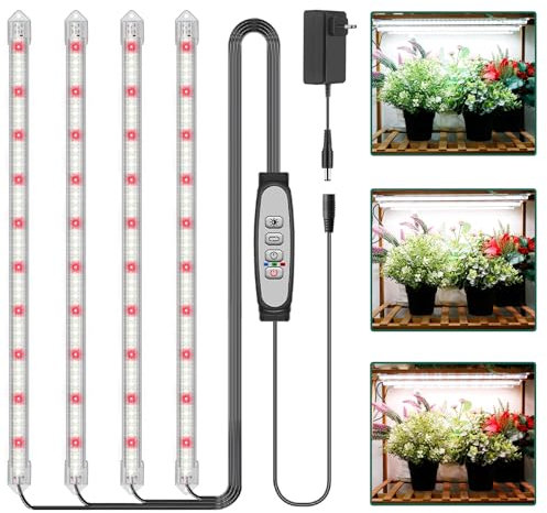 COKOLILA 4 Barras Luz de Cultivo de espectro completo, Lampara Cultivo con 240 LED, Luz para Crecimiento con temporizador automático 6/12/18H, 5 niveles de regulación, decuado para Plantas de Interior