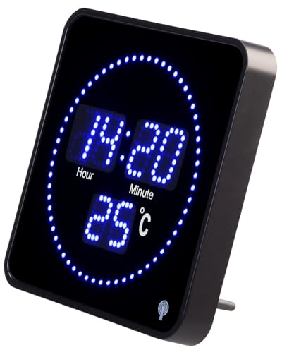 Lunartec Funkuhren: Flache LED-Funk-Tisch- und Wanduhr, Temperatur-Anzeige, Blaue LEDs (Funkuhr, Digitale Wanduhr Funk, durch)