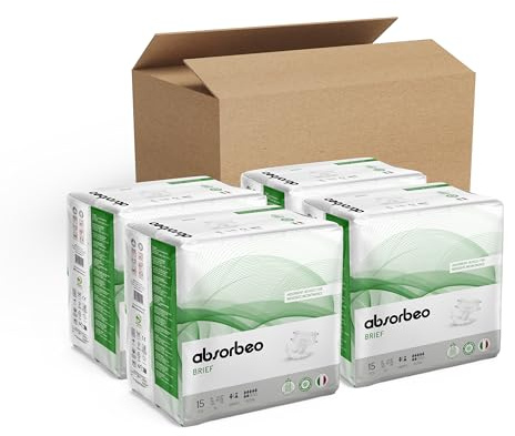 Absorbeo Pannolone Mutandina Extra, Dispositifs Absorbants pour Incontinence Moyenne, Protection Totale, Système Anti-Odeur, Respirants, Unisexe, Taille XL, 4 Paquets de 15 (60 au total)