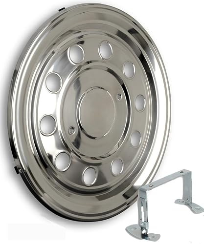 LKW Radzierblende 22,5 Zoll gerade + U-Halterung kurz für zwillingsbereifte Stahlfelgen mit Einer Tiefe von 140-190 mm & Lochkreis 10x335 mm