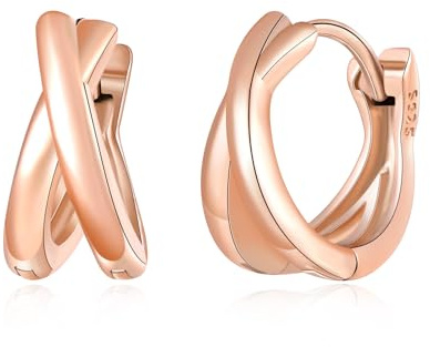 VIKILEE Doppel Creolen Damen Ohrringe Silber 925,Gold/Silber/Rosegold Hypoallergen Hoop Ohrringe Kleine,Knorpel Piercing Huggie Ohrringe für Mehrere Ohrlöcher,Mode Ohrschmuck für Frauen Mädchen