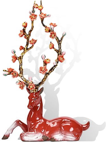 jewelry Dekorationsstatue - Porzellan Sika -Hirschfiguren Rentierskulptur, Tierfiguren Keramikstatuen Elch Home Decor, 10 in Desktop Art Figur, Sammlerhandwerkdekorationen (rot, m) Necklaces Earrings