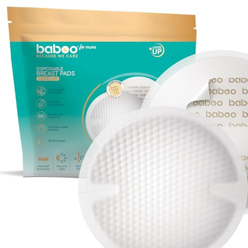 BABOO® Lot de 120 coussinets d'allaitement jetables super absorbants pour les mamans allaitantes, étanches et respirants, ajustement sécurisé avec double Velcro