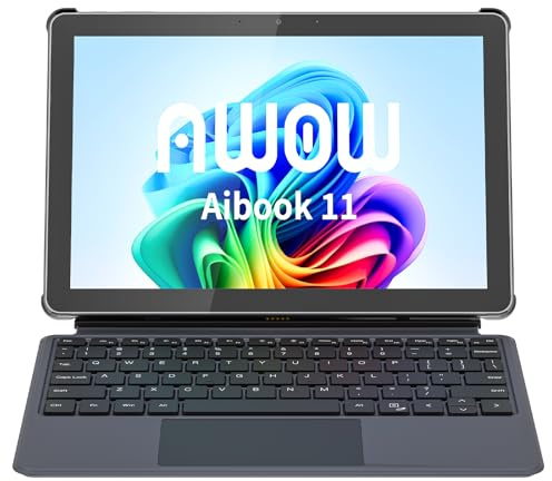 AWOW AIBOOK 11 10,1 Zoll Wi-11 Tablet PC mit Tastatur –Gen12 N100, 12GB LPDDR5 RAM, 256GB PCIe SSD, FHD Touchscreen, Dual-Band WiFi, USB-C, HDMI, 8MP Kamera, Deutsch (2-in-1 Laptop Convertible)